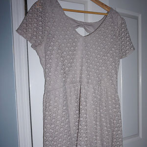 Beige Capped-Sleeve Dress